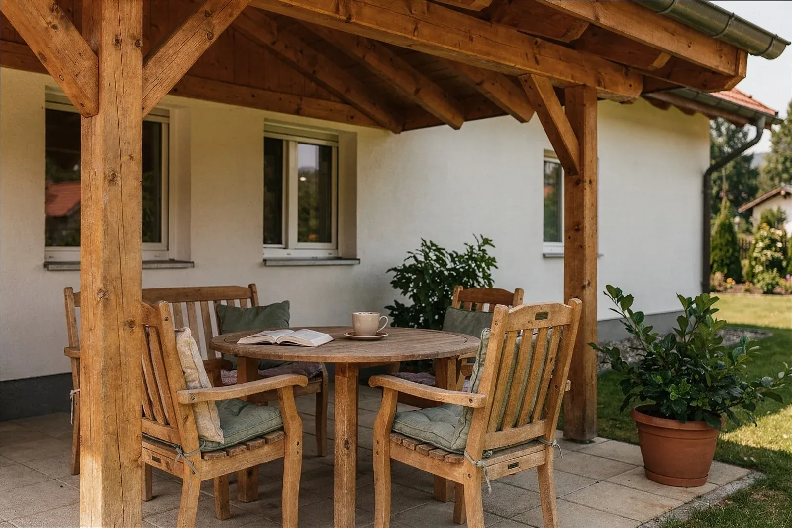 Terrassenüberdachung aus Holz in Mannheim